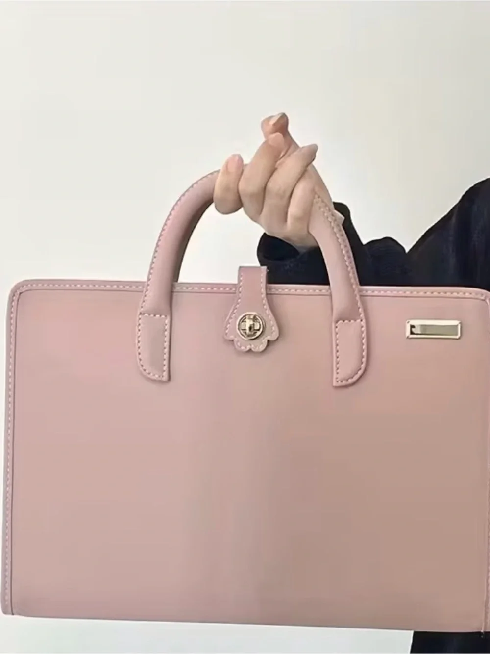 Elegant Pink Structured Tote Bag - Unbranded